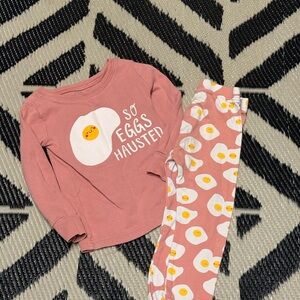 Old Navy Pink 'So Eggshausted' Kids Pajama Set